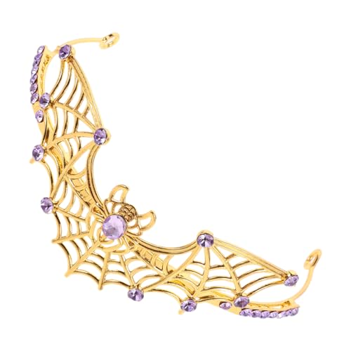 DEARMAMY Halloween Crown Tiara Spinnennetz Kopfbedeckung Party Tiara Halloween Kopfbedeckung Mit Strasskrone Queen Crown Golden Metallische Strasssteine von DEARMAMY
