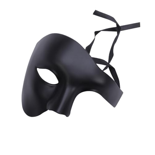 DEARMAMY Halloween Einäugige Retro Maske Halbe Gesichtsmaske Für Maskerade Und Cosplay Schwarz Für Fasching Und Kostümpartys Vintage Design Unisex von DEARMAMY