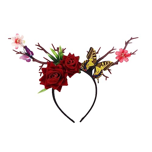 DEARMAMY Halloween Geweih Haarreif mit Blumen Niedliches Kostüm Stirnband für Erwachsene für Partys und Festivals DEARMAMY Halloween Geweih Haarreif mit Blumen Niedliches Kostüm Stirnband für Erwachsene für Partys und Festivals von DEARMAMY