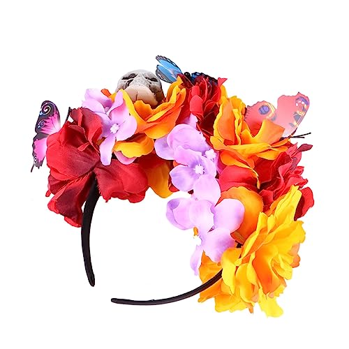 DEARMAMY Halloween Haarreif mit Gruseligem Schädel und Blumen Kostümzubehör für Party und Cosplay DEARMAMY Halloween Haarreif mit Gruseligem Schädel und Blumen Kostümzubehör für Party und Cosplay von DEARMAMY