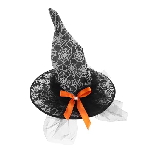 DEARMAMY Halloween Hexenhut für Damen mit Spinnennetz Mesh Handgefertigter Schwarzer Zaubererhut für Cosplay Karneval Maskerade und Vielseitiges Halloween Kostüm Zubehör von DEARMAMY