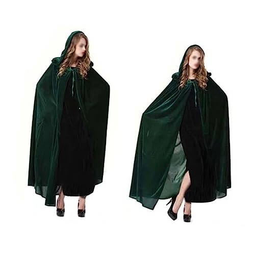 DEARMAMY Halloween Hexenmantel Mit Kapuze Zauberer Umhang Für Cosplay Und Maskerade Dunkelgrünes Kostüm Für Erwachsene Für Halloween Partys Und Karneval von DEARMAMY