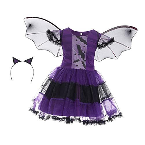 DEARMAMY Halloween Deko Set Für Kinder 1 Set Halloween Kostü Umhang Für Ädchen Cosplay Verkleidung Für Halloween Feiern Und Bühnenaufführungen Mit Fledermaus Halloween Deko Kinderparty von DEARMAMY