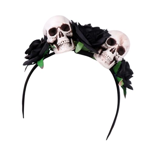 DEARMAMY Halloween Stirnband mit Künstlichen Rosenblumen und Horror Schädel Schwarzes Haaraccessoire für Damen Kostüm Headwear für Party Karneval und Halloween Fest DEARMAMY Halloween Stirnband mit Künstlichen Rosenblumen und Horror Schädel Schwarzes Haaraccessoire für Damen Kostüm Headwear für Party Karneval und Halloween Fest von DEARMAMY