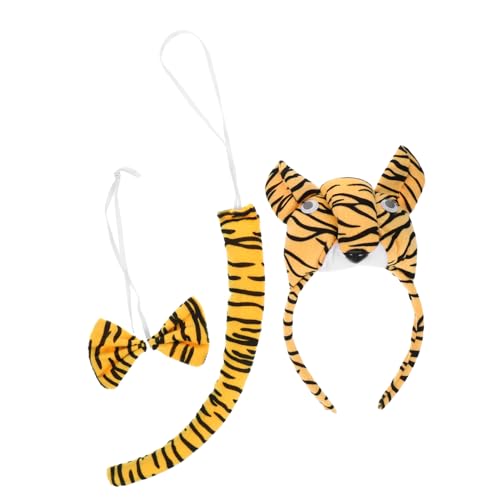 DEARMAMY Halloween Tiger Kostüm Haarreif mit Tierohren und Atmungsaktives Stoffmaterial Animal Cosplay Zubehör für Bühne Mottoparty und Geburtstag von DEARMAMY