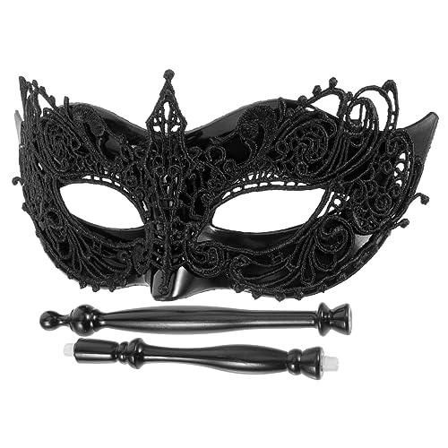 DEARMAMY Handmaske Aus Spitze Maskerade Masken Handgehaltene Partymasken Zubehör Maskerade-maske Für Frauen Kostüm Partymaske Für Frauen Maskerade-stick Spitzenmasken Monstermasken Plastik von DEARMAMY