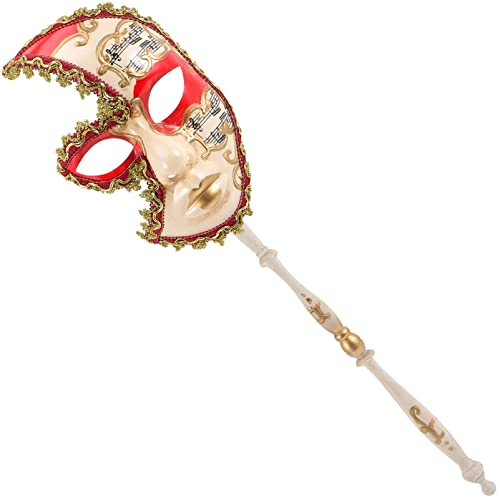DEARMAMY Handmaske Maskenparty Maskerade-Maske auf Stick Maskerade-Masken für Frauen Party-Masken- faschingsmasken masken fasching Maskenstütze Party-Rollenspiel-Maske Plastik rot von DEARMAMY