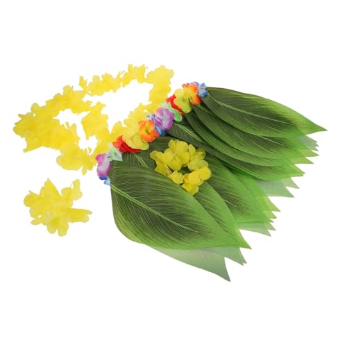 DEARMAMY Hawaiian Kostüm Damen mit Luau Grasrock und Blumenkranz Tropisches Party-outfit für Frauen und Mädchen Atmungsaktives Material Komplett und Angenehm für Karneval und Strandfest von DEARMAMY