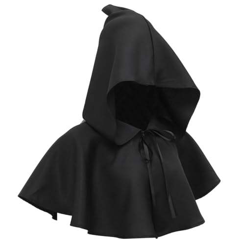 DEARMAMY Hexenhaube Halloweenkostüm Halloween -kostüm Mittelalterlicher Kapuzenumhang Halloween-Dekorationen Kostüme Haube Männer Kapuze Arzt Zubehör Mantel Polyester Black von DEARMAMY