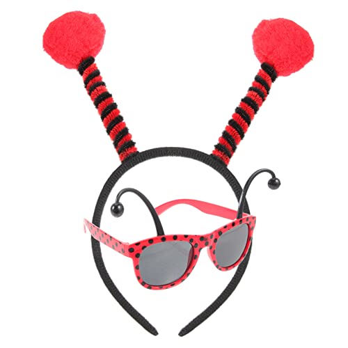 DEARMAMY Hübsches Stirnband Mit Marienkäfer-ohren Bequemes Haarband Marienkäfer-brille Party-kopfschmuck Für Jungen Und Mädchen von DEARMAMY