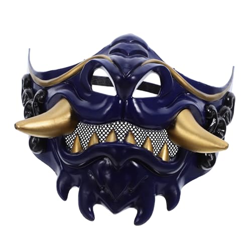 DEARMAMY Japanische Samurai Dämonen Halbgesichtsmaske Verstellbar Horror Cosplay Maske für Halloween Party Unisex mit Detaillierter Verarbeitung und Bequemer Sitz von DEARMAMY