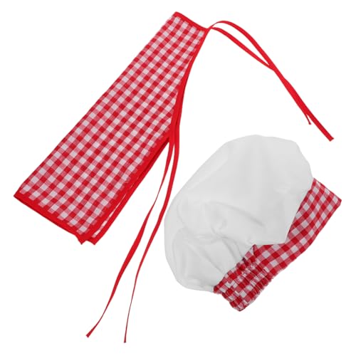 DEARMAMY Junge Mädchen Koch-outfit mit Schürze und Mütze Weiches Atmungsaktives Chef-kostüm für Jungen und Mädchen für Fotoshootings und Rollenspiele von DEARMAMY
