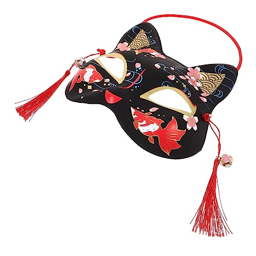DEARMAMY Katze Gesichtsmaske Pelziger Kopf Katze Für Maskerade Katzen Halloween Kostüm Halbmaske Halloween-maske Katzen-stirnband Katzenmasken Zum Bemalen Cosplay-tier Dekorationen Plastik von DEARMAMY