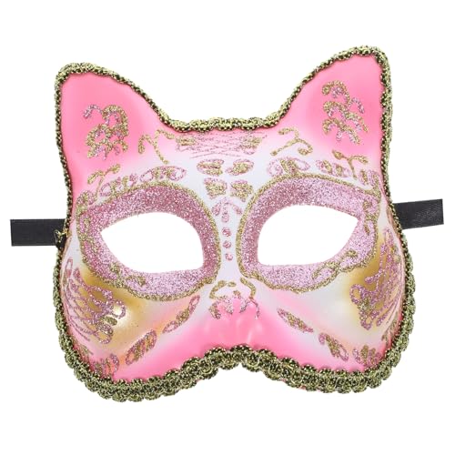 DEARMAMY Katzenmaske für Halbe Gesichtsmaske für Halloween Karneval und Kostümpartys Leichtes und Sicheres Material Wiederverwendbar für Cosplay und Bühnenauftritte von DEARMAMY