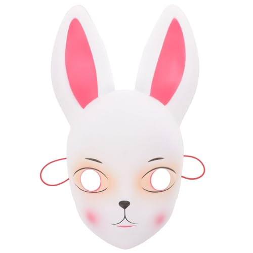 DEARMAMY Kitsune-Hasenmaske Ostern-Maskenmaske Kaninchen-Anziehmaske Für Maskenball Osterparty Halloween Weiß von DEARMAMY