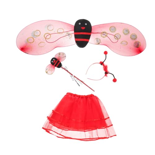 DEARMAMY Ladybug Kostüm für Marienkäfer Flügel und Kleid aus Robustem Gazestoff Leichtes und Bequemes Flügel Kostüm für Halloween Fasching Party und Cosplay von DEARMAMY