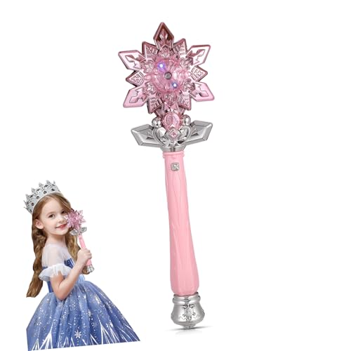 DEARMAMY Leuchtender Schneeflocken zauberstab für Mädchen Bunter Licht Soundeffekt Kabelloser Prinzessin Cosplay stab Leicht Tragbar für Partys und Rollenspiele von DEARMAMY