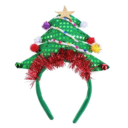 DEARMAMY Leuchtendes Weihnachtsbaum Stirnband mit Realistischem Design Stoffmaterial Bequem und Langlebig Festlicher Kopfschmuck für Erwachsene für Weihnachtsfeiern und Kostüme von DEARMAMY