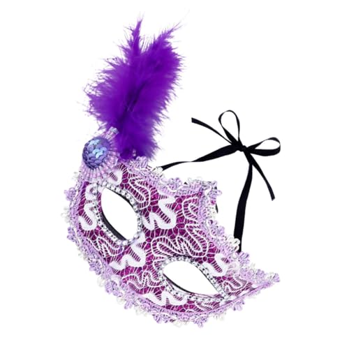 DEARMAMY Halloween-Maske Maske Halloween-Partybevorzugung dekorativ für Frauen halloween verkleiden zubehör kleidung Prinzessin bilden schmücken Damen Plastik Violett Venezianische Masken von DEARMAMY