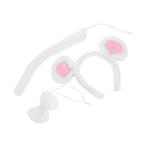 DEARMAMY Maus Kostüm Weißer Maus Ohrbügel Plüsch Headband Mit Und Fliege Für Damen Halloween Weihnachtsfest Cosplay Party Zubehör DEARMAMY Maus Kostüm Weißer Maus Ohrbügel Plüsch Headband Mit Und Fliege Für Damen Halloween Weihnachtsfest Cosplay Party Zubehör von DEARMAMY