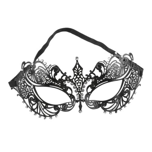 DEARMAMY Metallmaske Mit Kristall Strass Für Damen Lasergeschnittene Venezianische Maske Für Halloween Kostümball Karneval Und Partys Schwarz von DEARMAMY