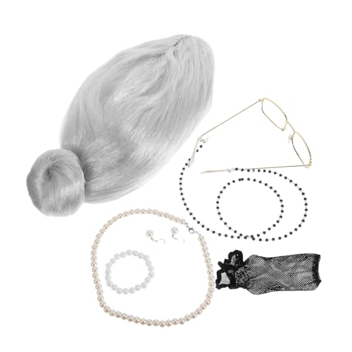 DEARMAMY Old Lady Costume mit Silbergrauem Perücken- Seniorin-accessoires Inklusive Brillenkette Mütze und Halskette für Halloween Theater und Familien-cosplay Wiederverwendbar und DEARMAMY Old Lady Costume mit Silbergrauem Perücken- Seniorin-accessoires Inklusive Brillenkette Mütze und Halskette für Halloween Theater und Familien-cosplay Wiederverwendbar und von DEARMAMY