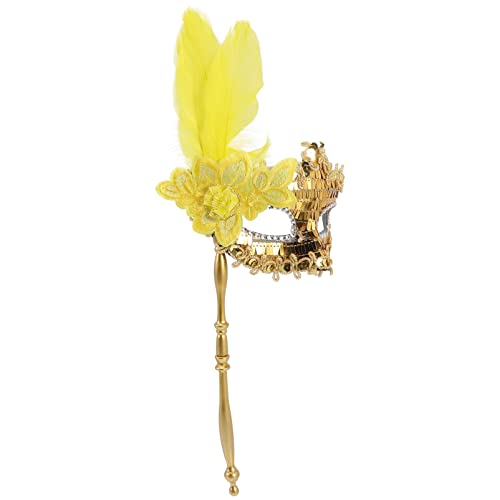 DEARMAMY Party Tanz Maskenball Maske Maskerade Dekorative Masken Maskerade Maske Stick Gold Cartoon Kostüm Zubehör Glitter Karneval Kunststoff Golden von DEARMAMY