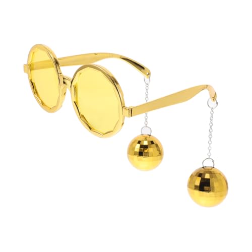 DEARMAMY Partybrille party zubehör lustige Lustige Modeaccessoires Lustige Eyewear Kostümbrillen Disco-Ball-Brille gläser Discokugel Halloween-Brille Plastik Golden von DEARMAMY