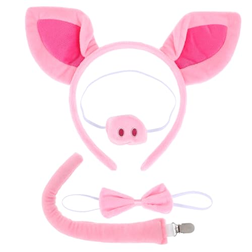 DEARMAMY Pig Headband Set mit Schweineohren und Nasenapplikation Weiches Sicheres Stirnband für Damen Bequemes Accessoire für Halloween Karneval und Kostümspiele von DEARMAMY