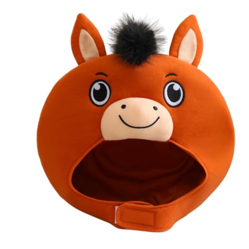 DEARMAMY Plüsch Pferdekopf Kostüm Hut Maskottchen Kopfbedeckung für Party Fotorequisiten Bühnenauftritte Vielseitiger Karneval Kopfschmuck von DEARMAMY