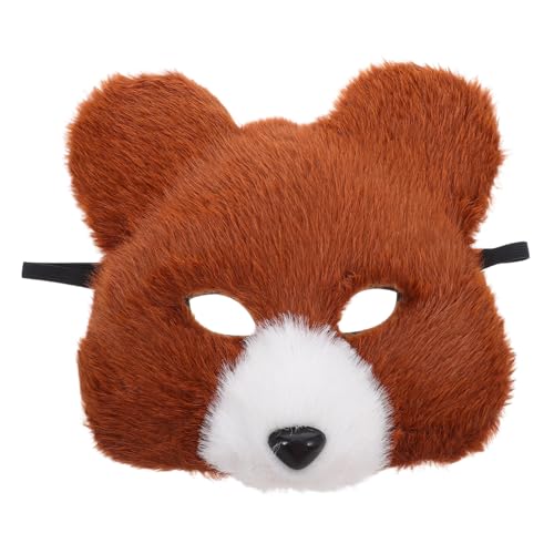 DEARMAMY Realistische Braune Bärenmaske aus Weichem Plüsch Detailgetreues Tierkopfbedeckung Cosplay Zubehör für Erwachsene Bequemes Halloween Kostüm für Maskenball und Themenpartys von DEARMAMY