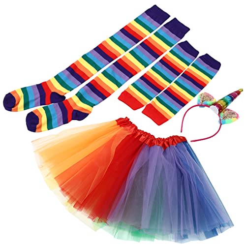 DEARMAMY Regenbogen Tutu Kleidungsset Für Mehrlagiger Tüllrock Mit Rüschendetails Inklusive Handschuhe Socken Und Haarreif Für Partys Und Fotoshootings Ballettrock DEARMAMY Regenbogen Tutu Kleidungsset Für Mehrlagiger Tüllrock Mit Rüschendetails Inklusive Handschuhe Socken Und Haarreif Für Partys Und Fotoshootings Ballettrock von DEARMAMY