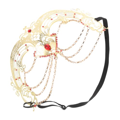 DEARMAMY Rhinestone Halbgesichtsmaske mit Eleganten Fransen und Funkelnder Kristallkette Handgefertigte Masquerade Gesichtsdekoration für Halloween Karneval und Party Komfortabel und von DEARMAMY