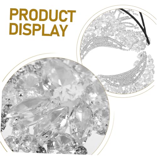 DEARMAMY Rhinestone Masquerade Maske für Damen Funkelnde Venezianische Halbschalen-maske mit Elastischem Band Silberfarbene Bling-details für Halloween Mardi Gras Kostümball und Karneval von DEARMAMY