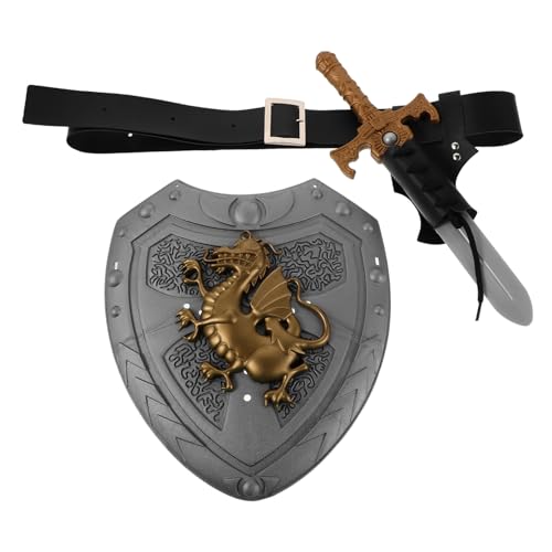 DEARMAMY Ritterkostüm Piratenschwertgürtel Schwertscheide Ritterschwert Ritterschild Mittelalterlicher Cosplaygürtel Mittelalterliches Zubehör Cosplay Schwerthaltergürtel Plastik von DEARMAMY