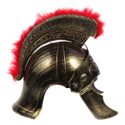 DEARMAMY Römischer Helm Mit Rotem Federbusch Griechischer Römischer Helm Mittelalterliches Cosplay-Kostüm Requisite Kopfbedeckung Für Erwachsene Teenager Einheitsgröße von DEARMAMY
