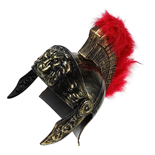 DEARMAMY Römischer Soldatenhelm Hochwertigem Kunststoff mit Roter Antiker Gladiatorenhelm für Herren Vintage Cosplay Zubehör für Karneval Fasching und Mottopartys von DEARMAMY
