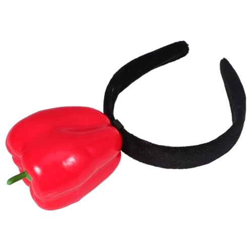 DEARMAMY Rotes Paprika-Stirnband Stirnband aus Seide Weltraum-Stirnband Pailletten-Stirnbänder Pepper Haarschmuck Cute Kopfschmuck Foto-Requisiten Simulation Food Party Stirnband Stoff von DEARMAMY