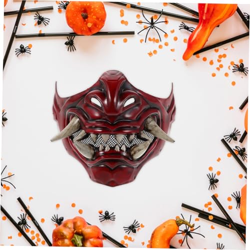 DEARMAMY Samurai Halbgesichtsmaske Prajna Cosplay Maske mit Realistischen Details für Männer und Frauen Atmungsaktiv Leicht für Halloween Karneval Ninja Kostümzubehör von DEARMAMY