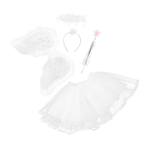 DEARMAMY Teiliges Fee Kostüm Set Für Mädchen Tüllrock Engelsflügel Zauberstab Und Haarband Für Karneval Halloween Partys Und Bühnenaufführungen von DEARMAMY