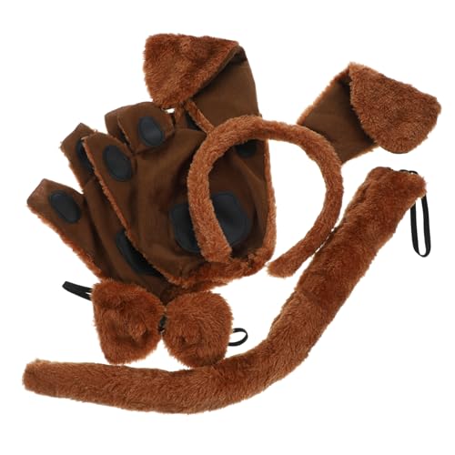 DEARMAMY Teiliges Welpen Kostüm mit Hundeohren Stirnband Fliege Handschuhe und Bequemes Cosplay Zubehör für Kinderparty Geburtstagsfeier und Halloween Rollenspiel von DEARMAMY