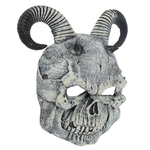 DEARMAMY Teufel Dämonen Gesicht Maske mit Widderhörnern für Halloween Cosplay Kostüm für Partys Heimdekoration DEARMAMY Teufel Dämonen Gesicht Maske mit Widderhörnern für Halloween Cosplay Kostüm für Partys Heimdekoration von DEARMAMY