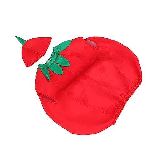 DEARMAMY Tomaten Kostüm für Einteiliges Cosplay Outfit mit Hut für Jahre für Bühne Halloween und Partys Design und Hochwertige Verarbeitung von DEARMAMY