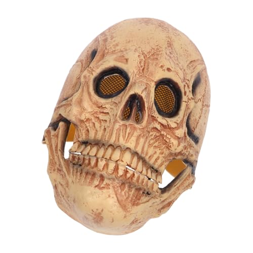 DEARMAMY Totenkopfmaske Kopfbedeckung Horror Totenkopfmaske Bewegliche Halloween Kostümmaske Gruselige Halloween Maske Beweglicher Skelettmaske Skelettkiefermaske von DEARMAMY