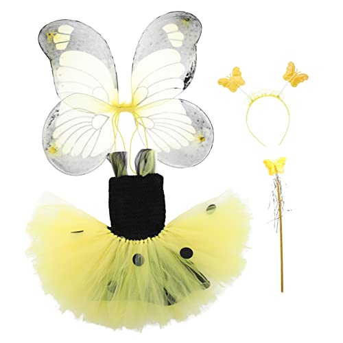 DEARMAMY Feenrock Für Mädchen - Geburtstagspartykleid Mit Flügeln Gazerock Mädchen-tüll-partykostüm (s Kurz) von DEARMAMY