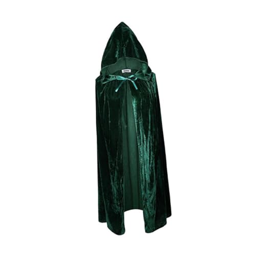 DEARMAMY Unisex Halloween Hexenumhang Mit Kapuze Cosplay Umhang Für Karneval Und Kostümpartys Dunkelgrün Für Halloween Feiern Und Rollenspiele von DEARMAMY