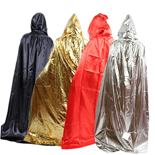 DEARMAMY Unisex Halloween Umhang Mit Kapuze Langer Schimmernder Cloak Für Kostüme Ideal Für Karneval Fasching Und Halloween Feiern Gold von DEARMAMY