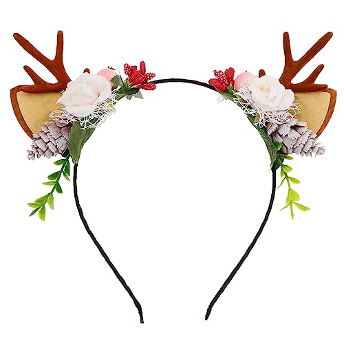 DEARMAMY Vintage Antlers Haarreif für Weihnachten Süßes Party Accessoire mit Dekoration für Cosplay für Geburtstagsfeiern Feiertage und Festliche Anlässe von DEARMAMY