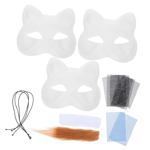 DEARMAMY Weiße Katzenmaske mit Weichem Plüschkleber Handbemalte PVC DIY Maske für Damen Tierische Maskerade Langlebig für Halloween und Kostümparty Cosplay DEARMAMY Weiße Katzenmaske mit Weichem Plüschkleber Handbemalte PVC DIY Maske für Damen Tierische Maskerade Langlebig für Halloween und Kostümparty Cosplay von DEARMAMY
