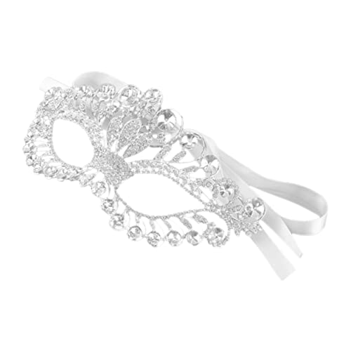 DEARMAMY Elegante Strassmaske in Kronenform Für Damen Maskerade Party Silber Halloween-maske Modenschau-accessoire von DEARMAMY